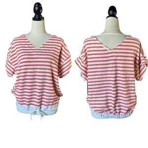 Alternative Orange and White Pullover Short Sleeve Sweatshirt (Size: Small)